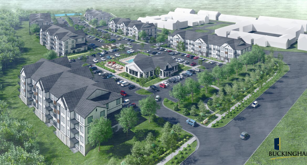 Renderings of Beth Page, and apartment community designed and built by Buckingham Companies.